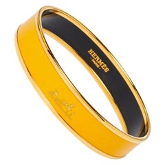 Hermès Yellow Enamel Gold Plated Caleche Bangle Bracelet