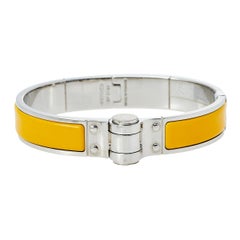 Hermès Yellow Enamel Palladium Plated Hinged Bracelet