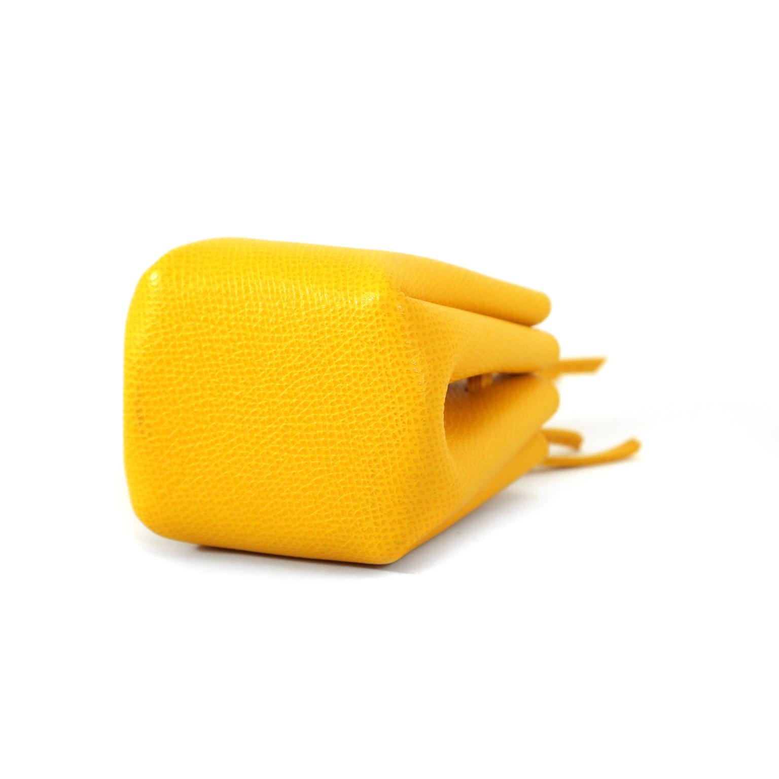 Hermès Yellow Epsom Vespa Pouch In Excellent Condition For Sale In Palm Beach, FL