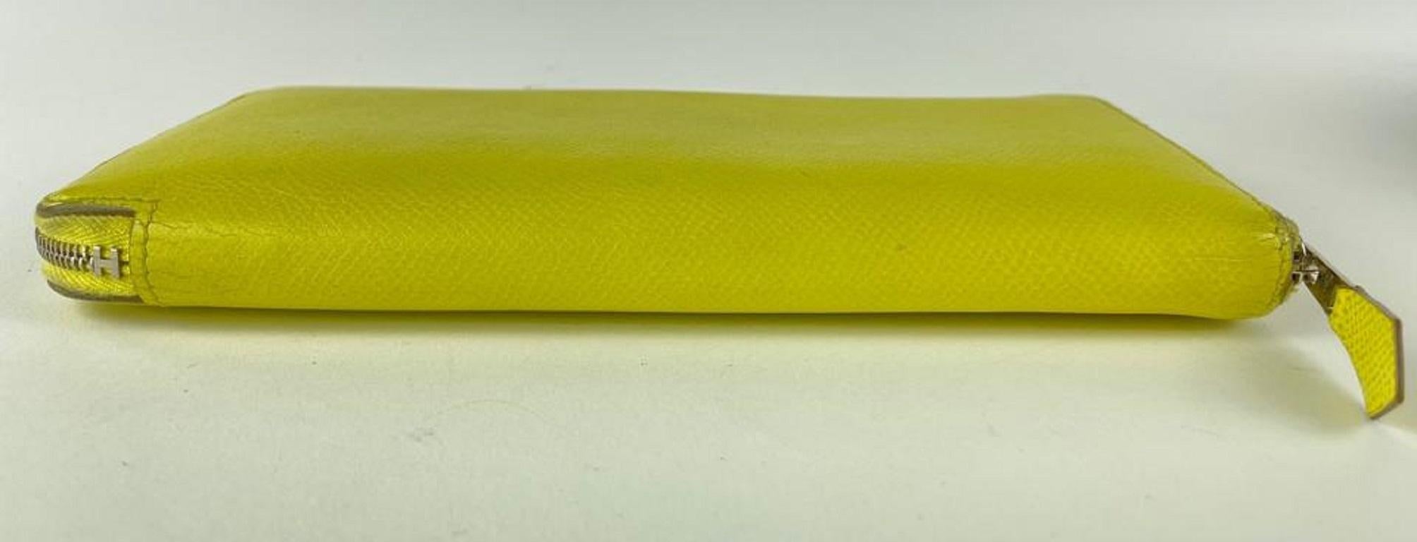 Hermès Amarillo Epsom Piel Silk'In Classique Cartera larga 2h520 6