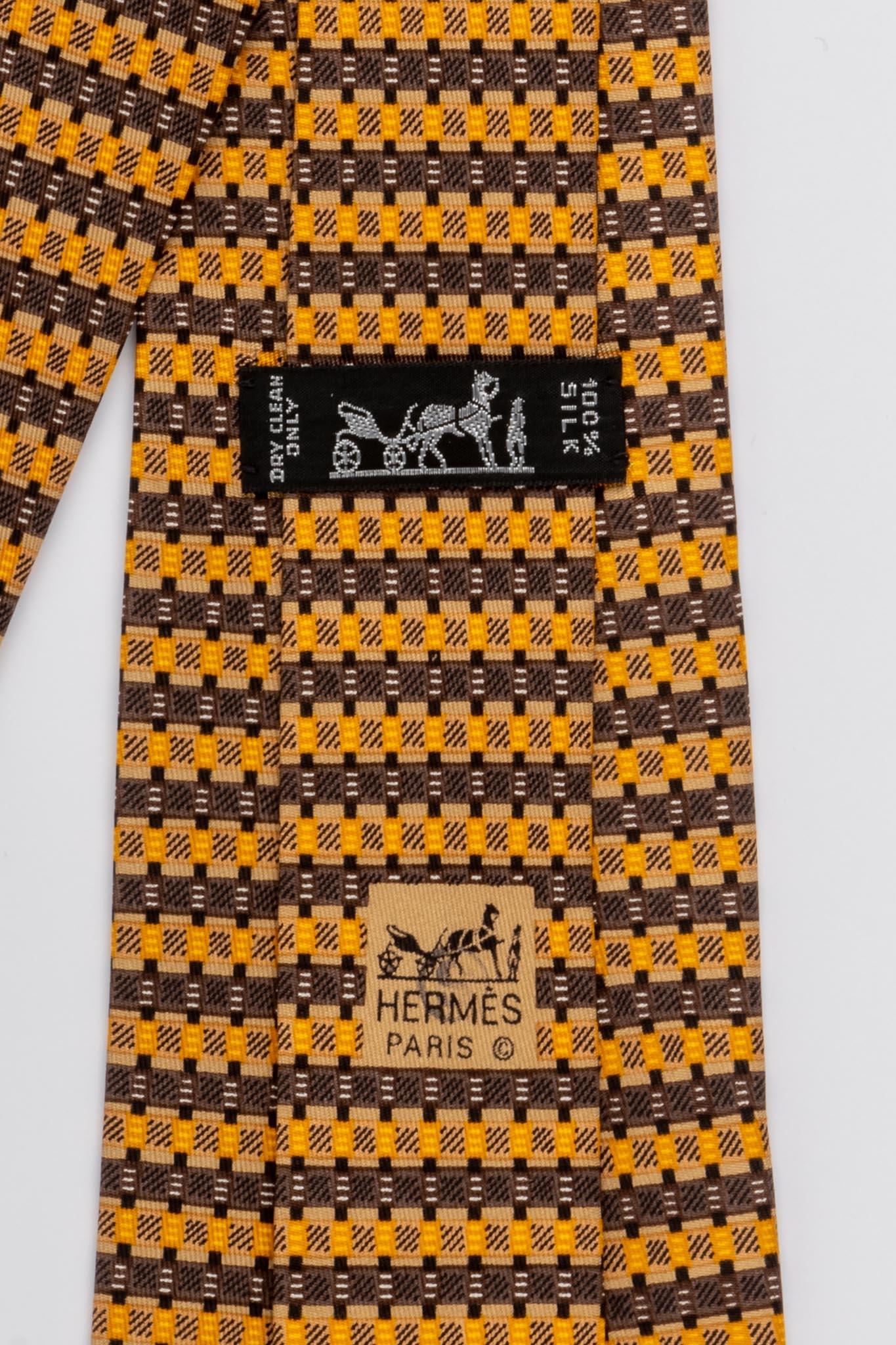 Men's Hermès Yellow & Etoupe Geometric Tie