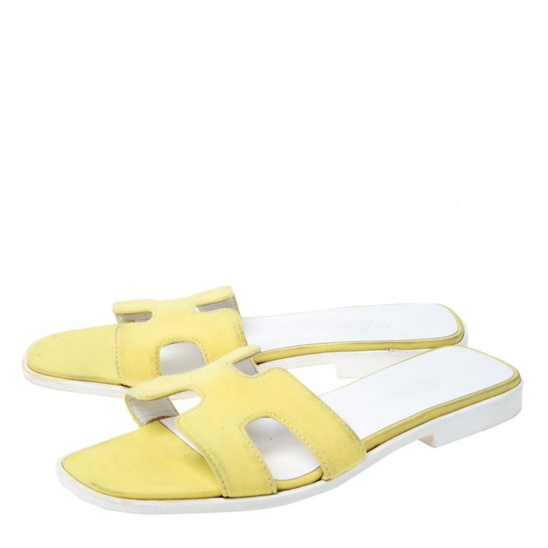 hermes yellow oran sandals