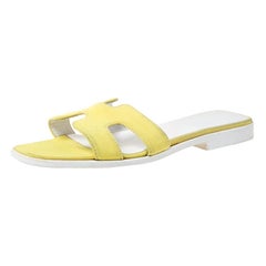 Hermes Yellow Fabric Oran Flat Sandals Size 37
