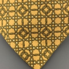 HERMES Yellow Geometric Interlock Print Silk Tie