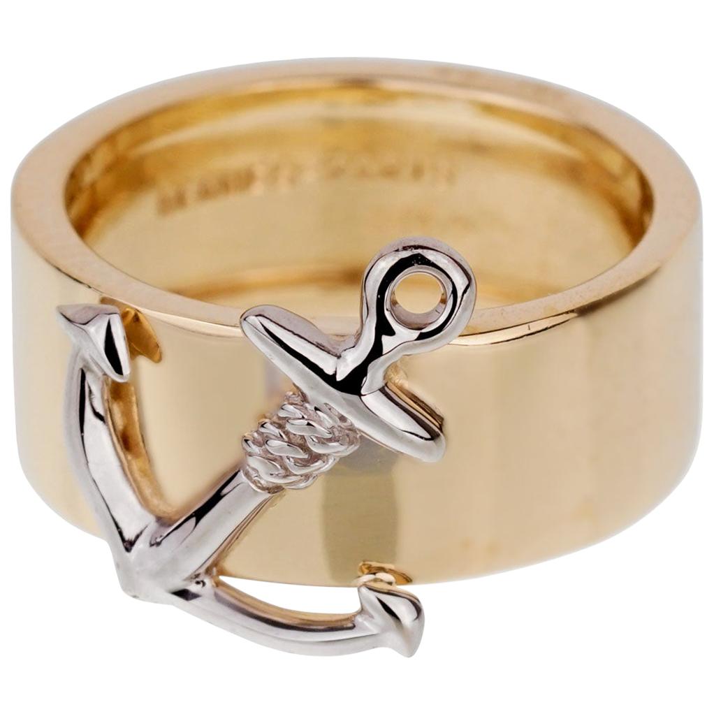 Hermes Yellow Gold Anchor Band Ring For Sale