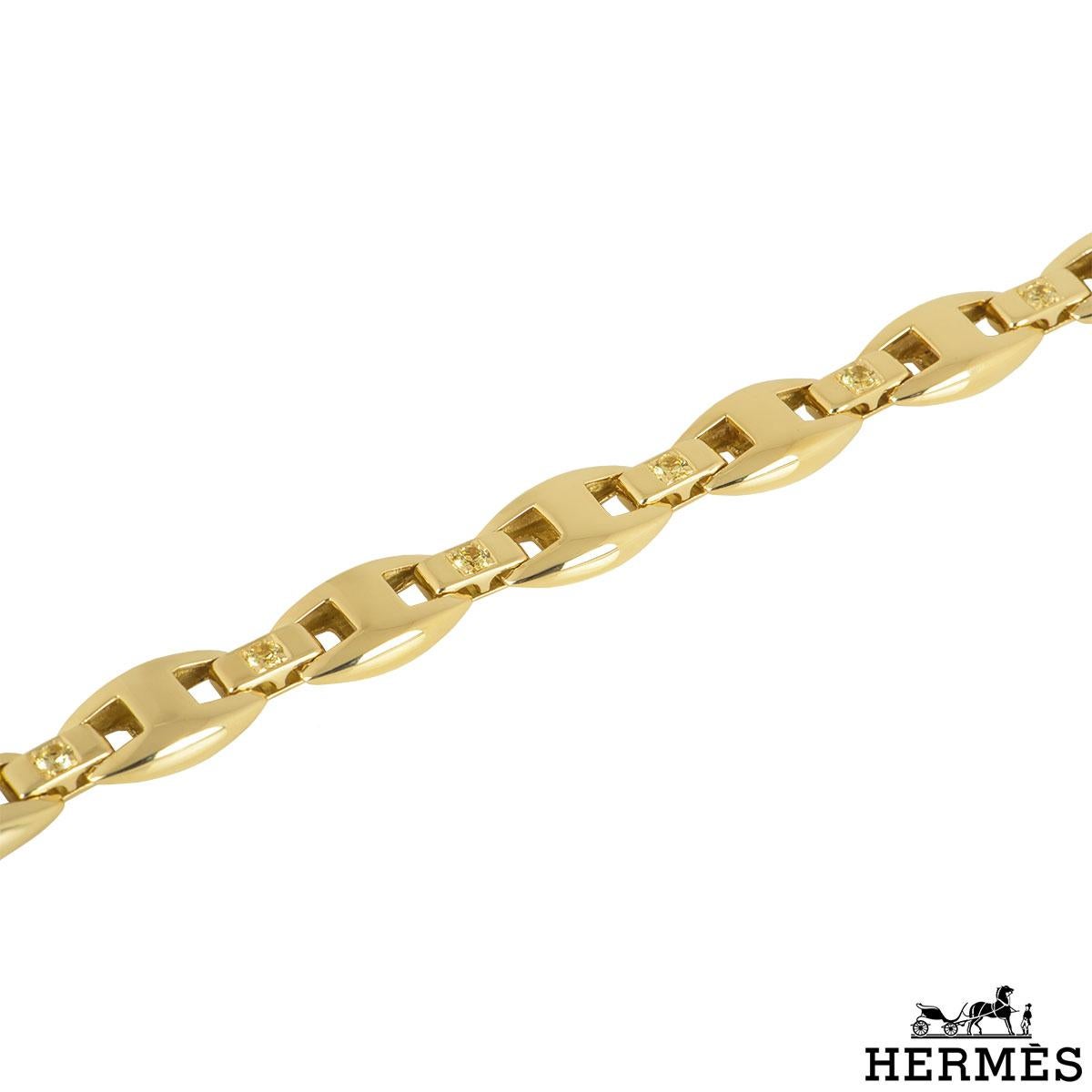 Women's or Men's Hermès Yellow Gold and Diamond Set Bracelet
