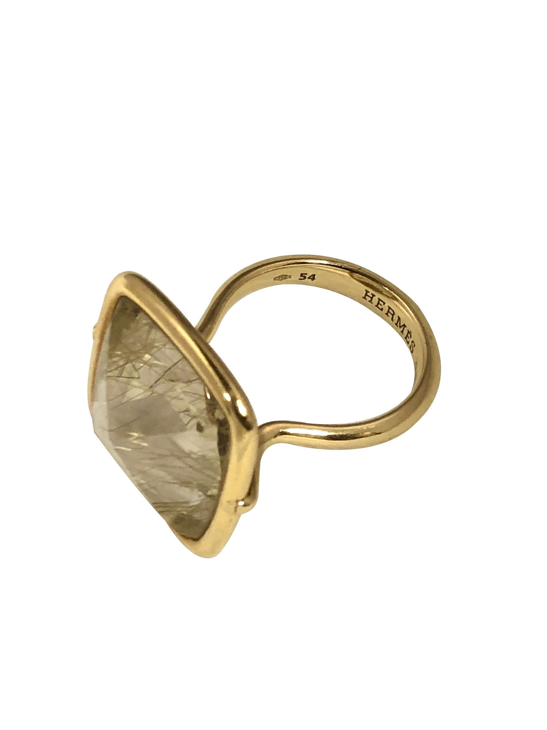 18k yellow gold rutilated quartz ring