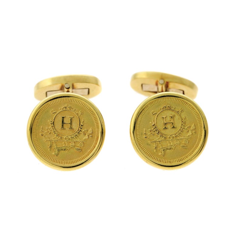 Hermes Yellow Gold Cufflinks at 1stDibs hermes gold cufflinks