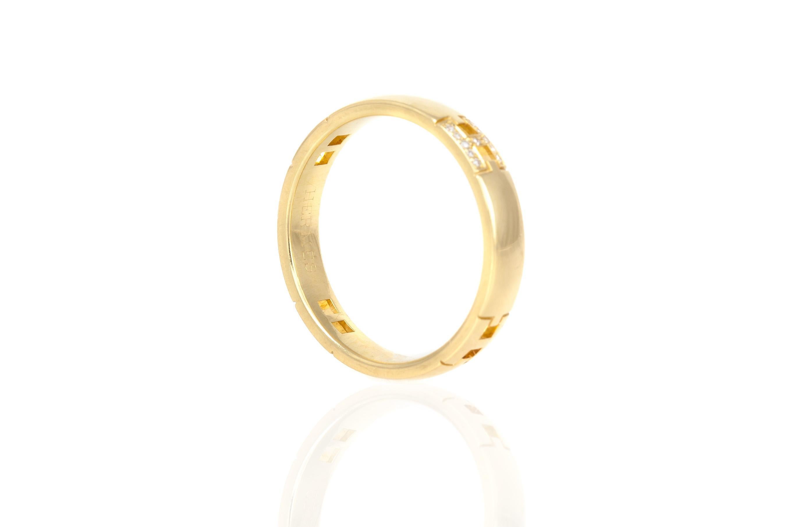 Taille ronde Hermes Bague Hercule en or jaune avec diamants en vente