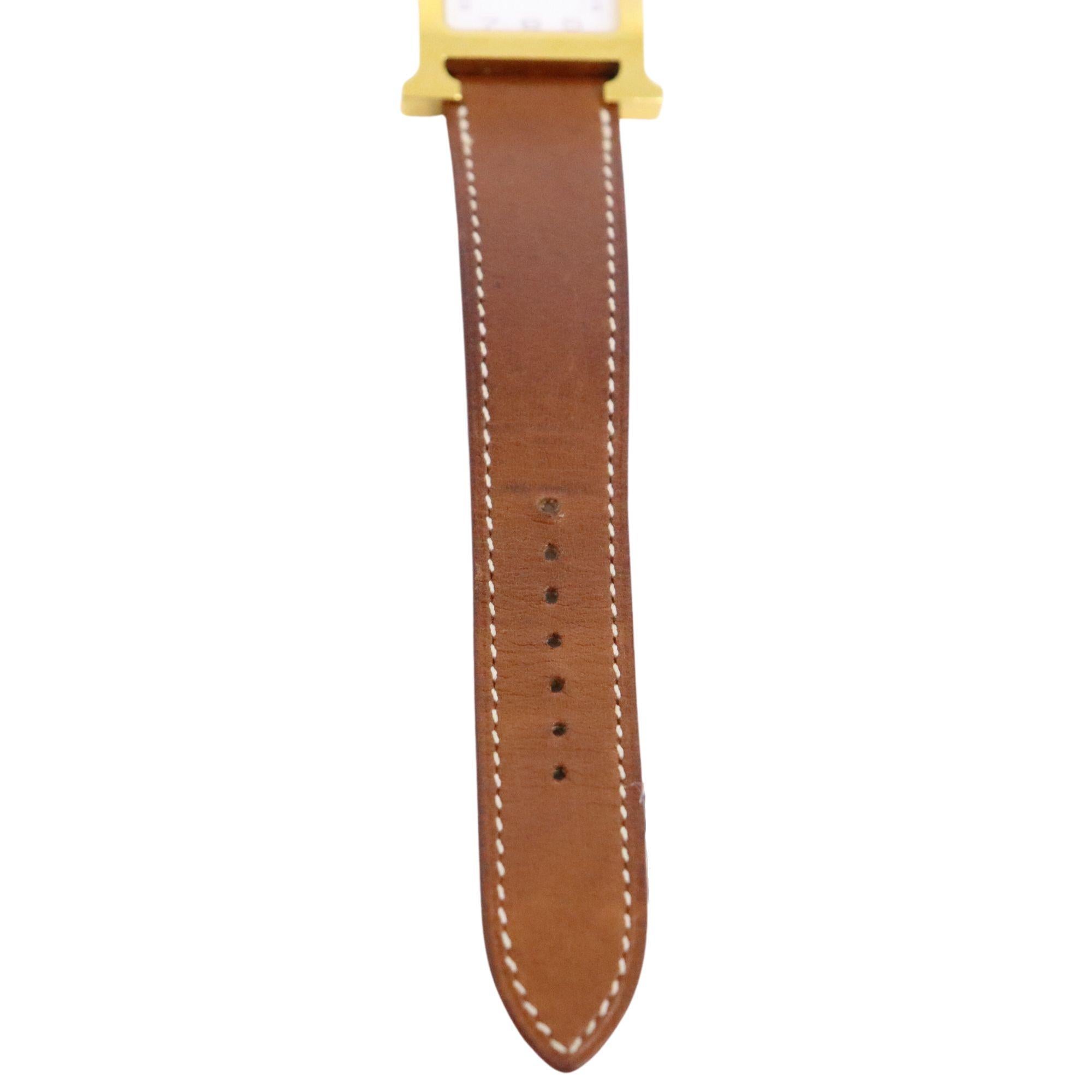 Women's Hermès Yellow-Gold Plated Steel Watch with Sunburst Stamped Motif
