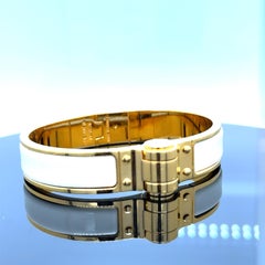 Hermes Yellow Gold & White Hinged Bracelet