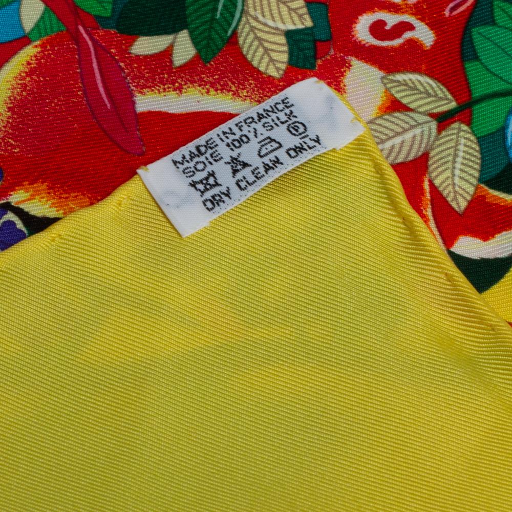 Blue Hermès Yellow Heart of Life Printed Silk Square Scarf
