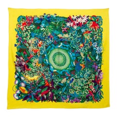 Hermès Yellow Heart of Life Printed Silk Square Scarf