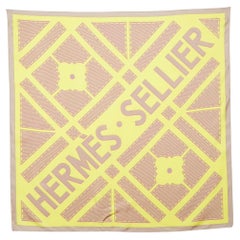 Hermes Yellow Hermes Sellier Printed Silk Square Scarf