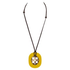 Hermes Yellow Horn Lift Pendant Necklace