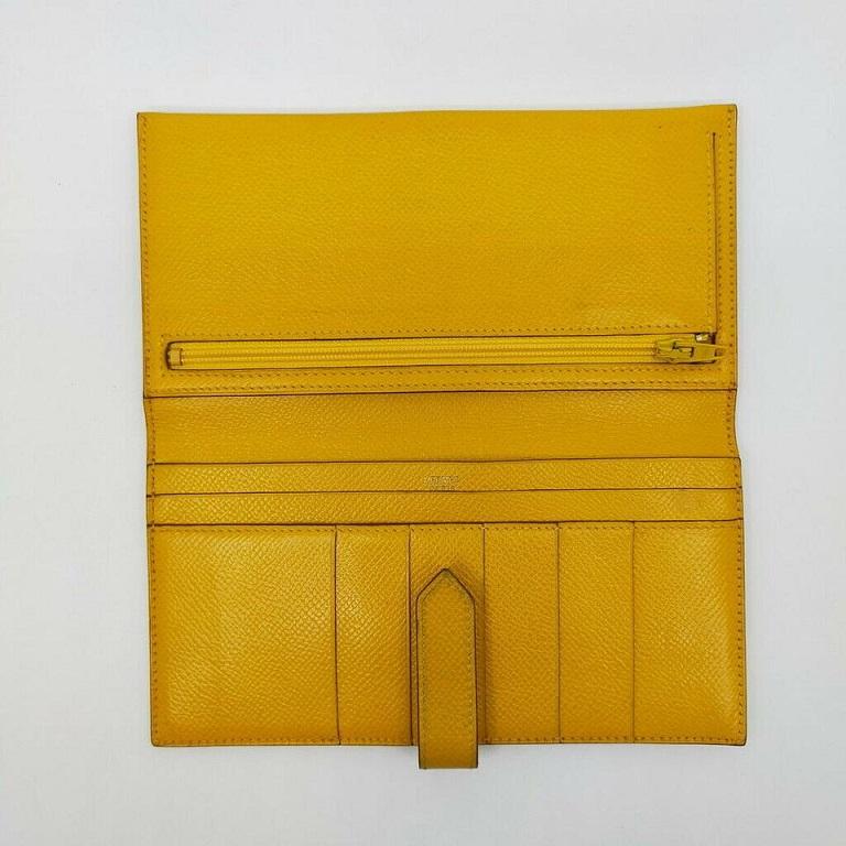 Hermès Yellow Leather Bearn Bifold Flap Long H Wallet 863502 For Sale 3
