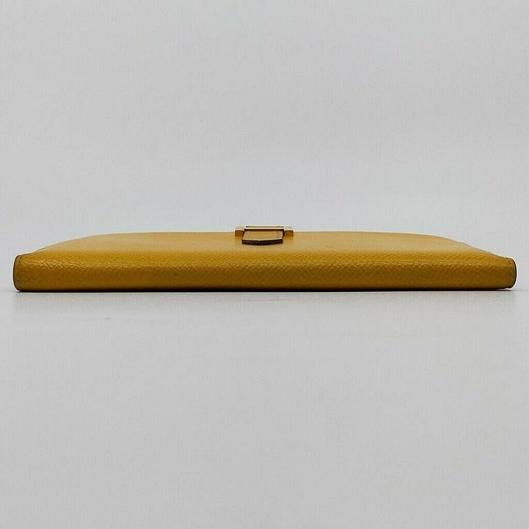 Women's Hermès Yellow Leather Bearn Bifold Flap Long H Wallet 863502
