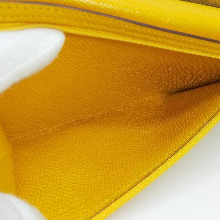 Hermès Yellow Leather Bearn Bifold Flap Long H Wallet 863502 For Sale 2
