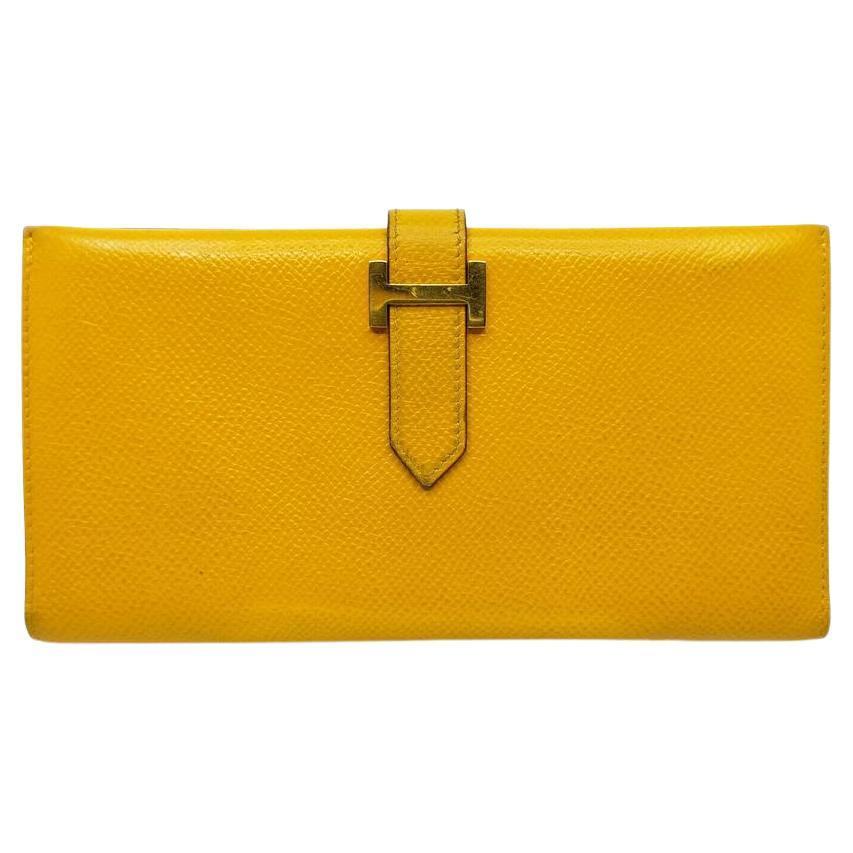 Hermès Yellow Leather Bearn Bifold Flap Long H Wallet 863502 For Sale at  1stDibs | hermes bearn wallet, hermes wallet bearn, bearn wallet hermes