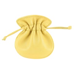Hermès Yellow Leather Drawstring Mini Pouch Accessory Case 97h59s
