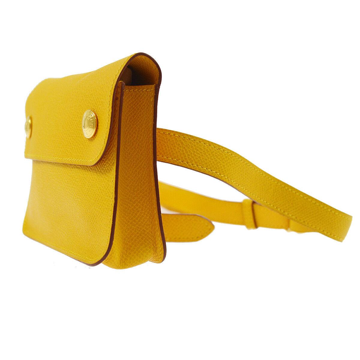 yellow leather fanny pack