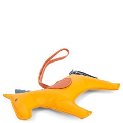 HERMES yellow leather GriGri RODEO GM Bag Charm Jaune d'Or Agate Cornaline