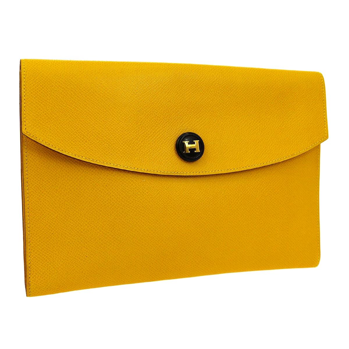Yellow leather cheap clutch bag