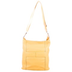 Hermes Yellow Leather 'H' Logo Large Shopper Carryall Shoulder Tote Bag