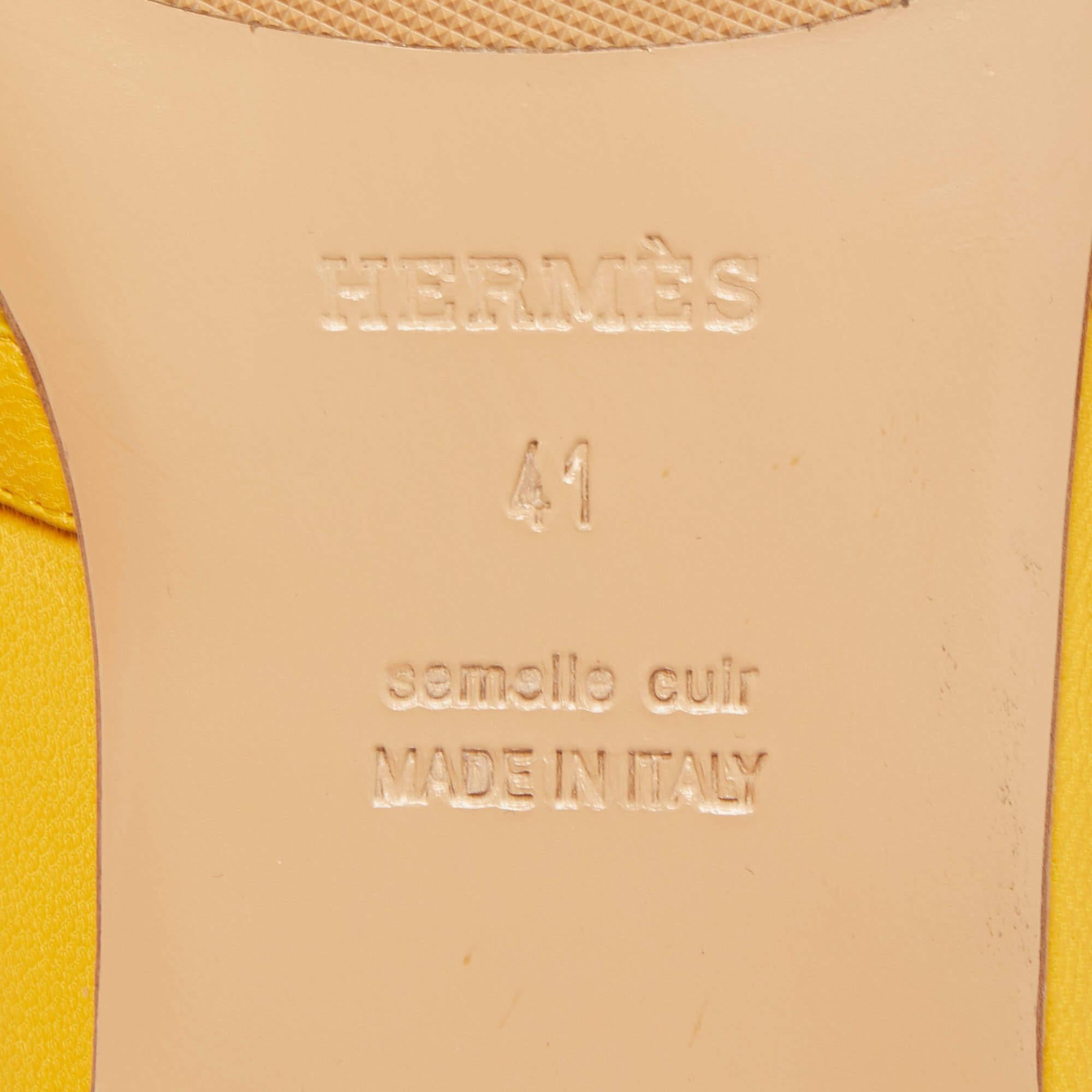 Hermes Yellow Leather Oz Flat Mules Size 41 3