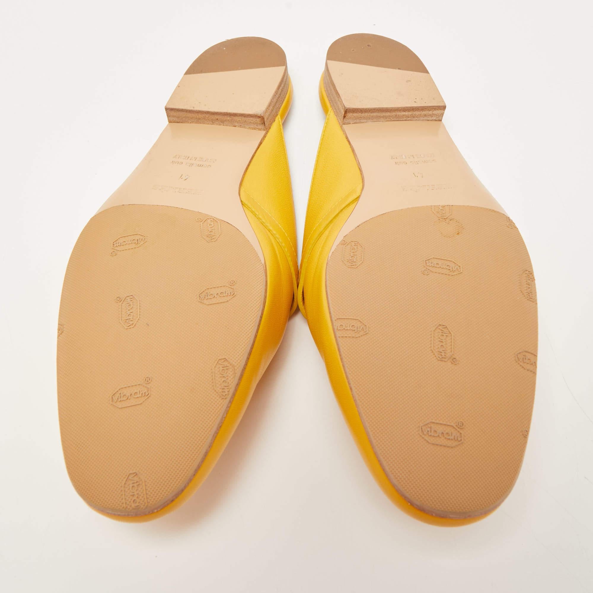 Hermes Yellow Leather Oz Flat Mules Size 41 5