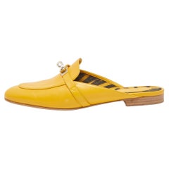 Hermes Yellow Leather Oz Flat Mules Size 41
