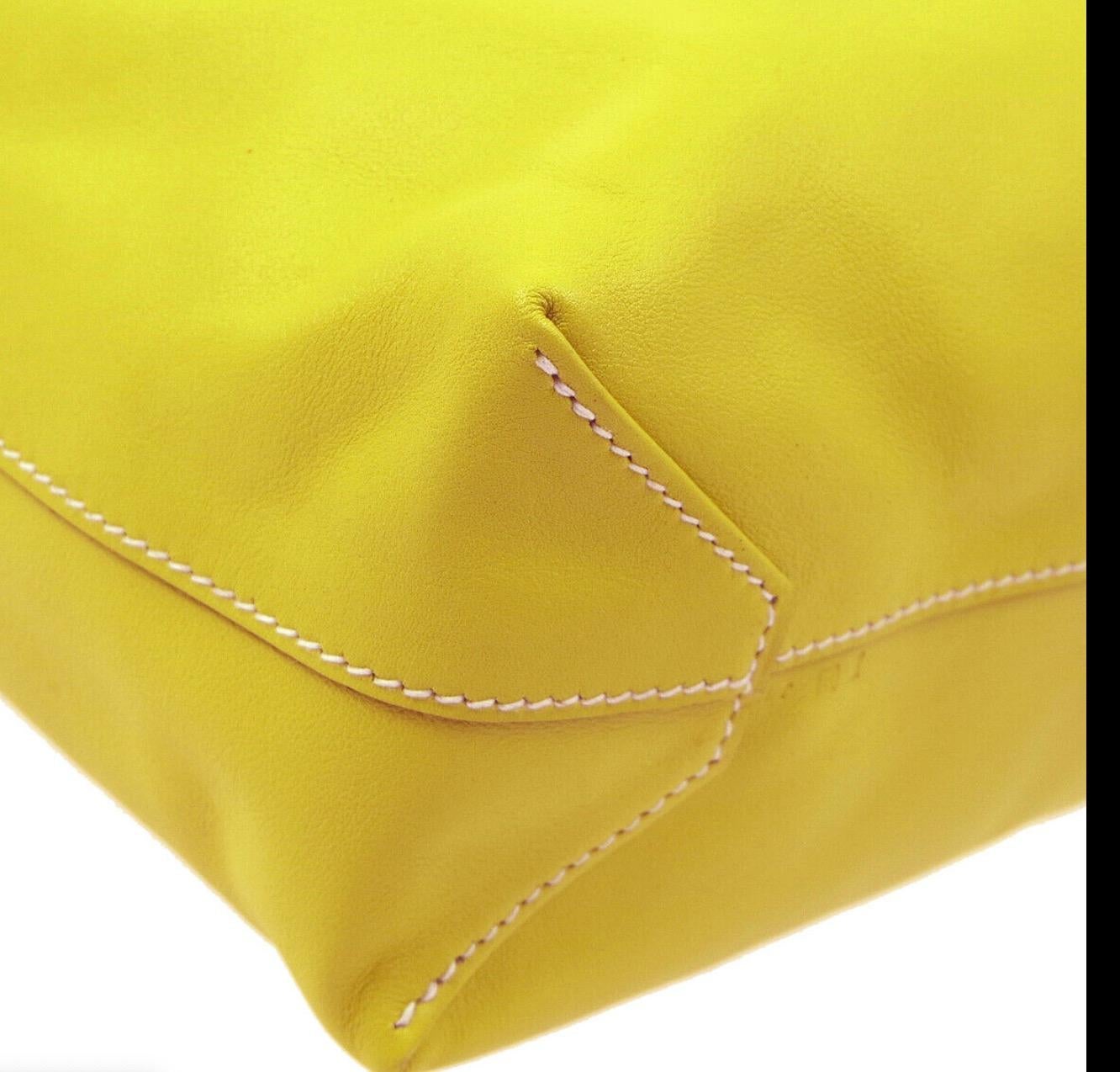  Hermes Yellow Leather Reversible Carryall Travel Men's Women's Tote Bag 1