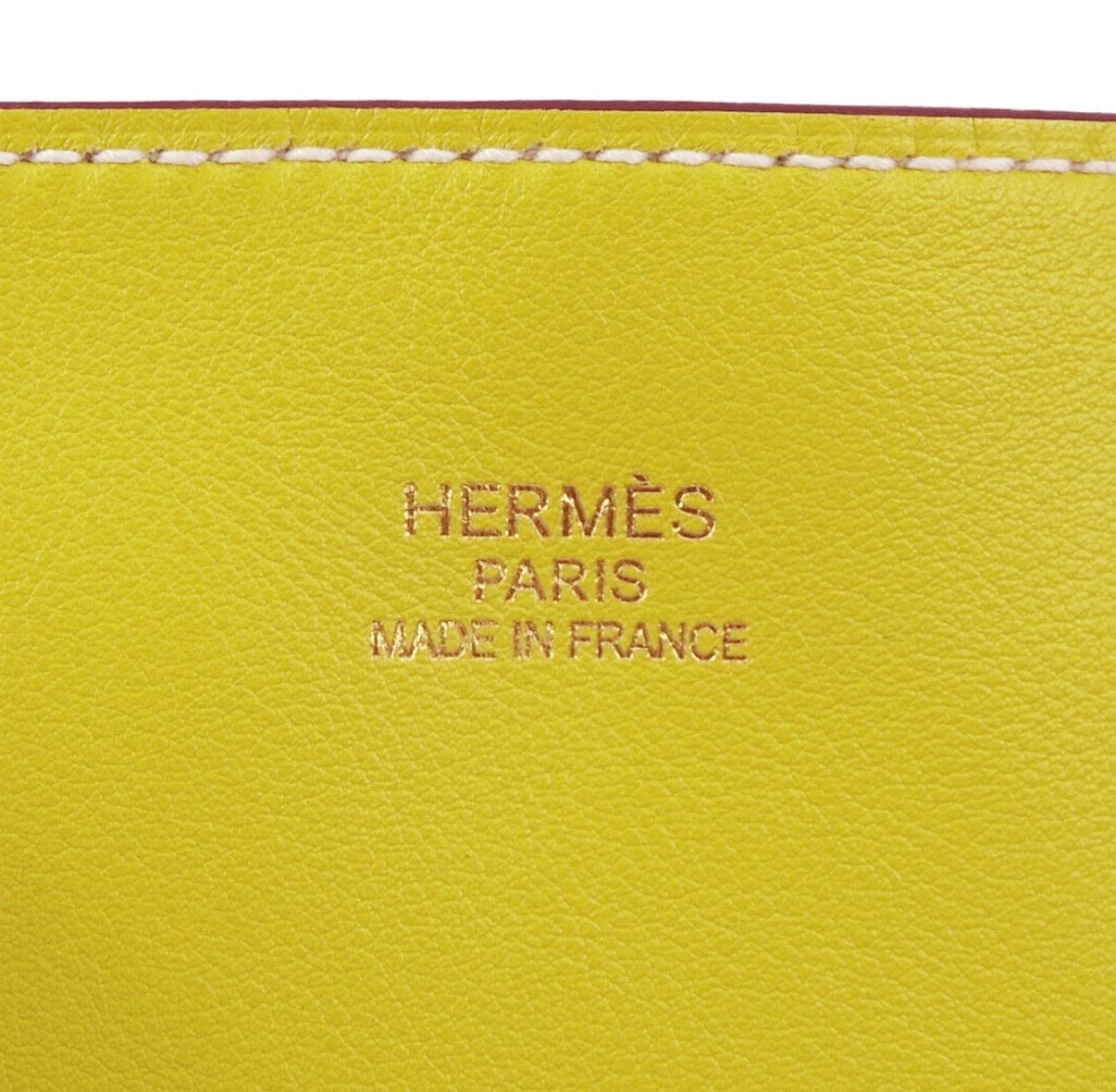  Hermes Yellow Leather Reversible Carryall Travel Men's Women's Tote Bag 3