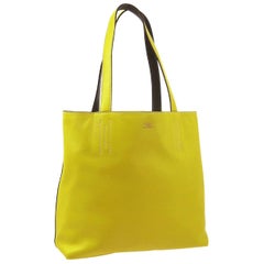  Hermes Yellow Leather Reversible Carryall Travel Men's Women's Tote Bag