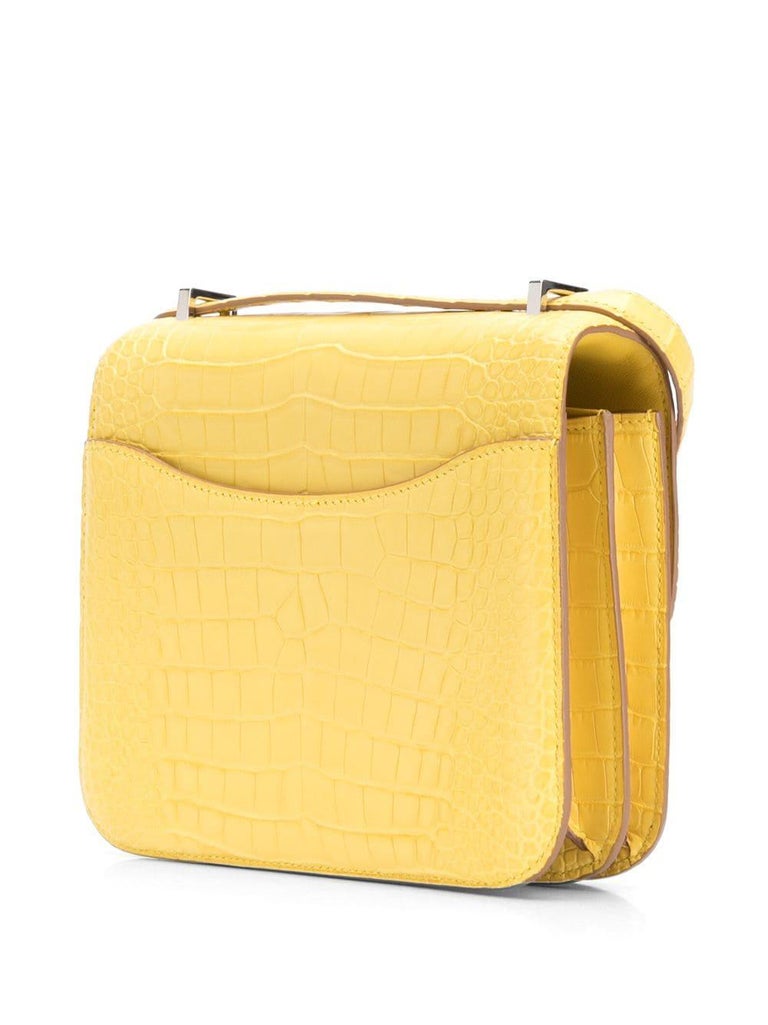 Hermès Yellow Mimosa Alligator Constance Bag For Sale at 1stDibs