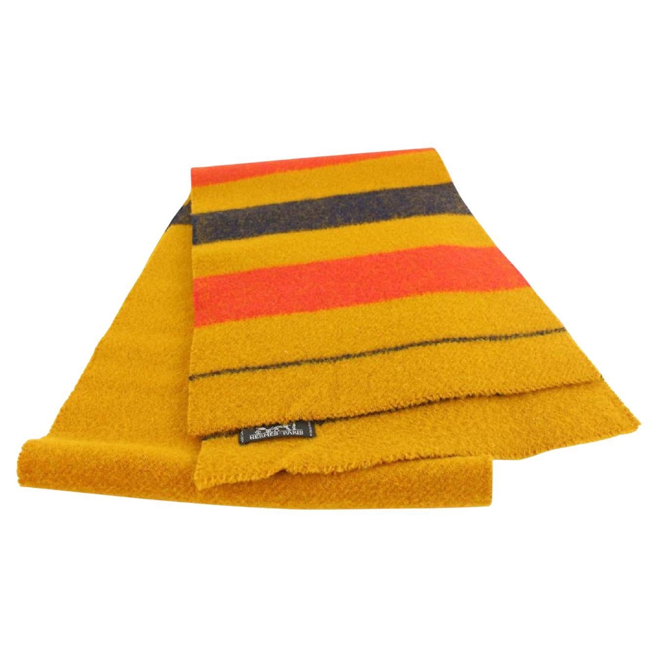 Hermes Yellow Multicolor Stripe Rocabar Scarf 30her624