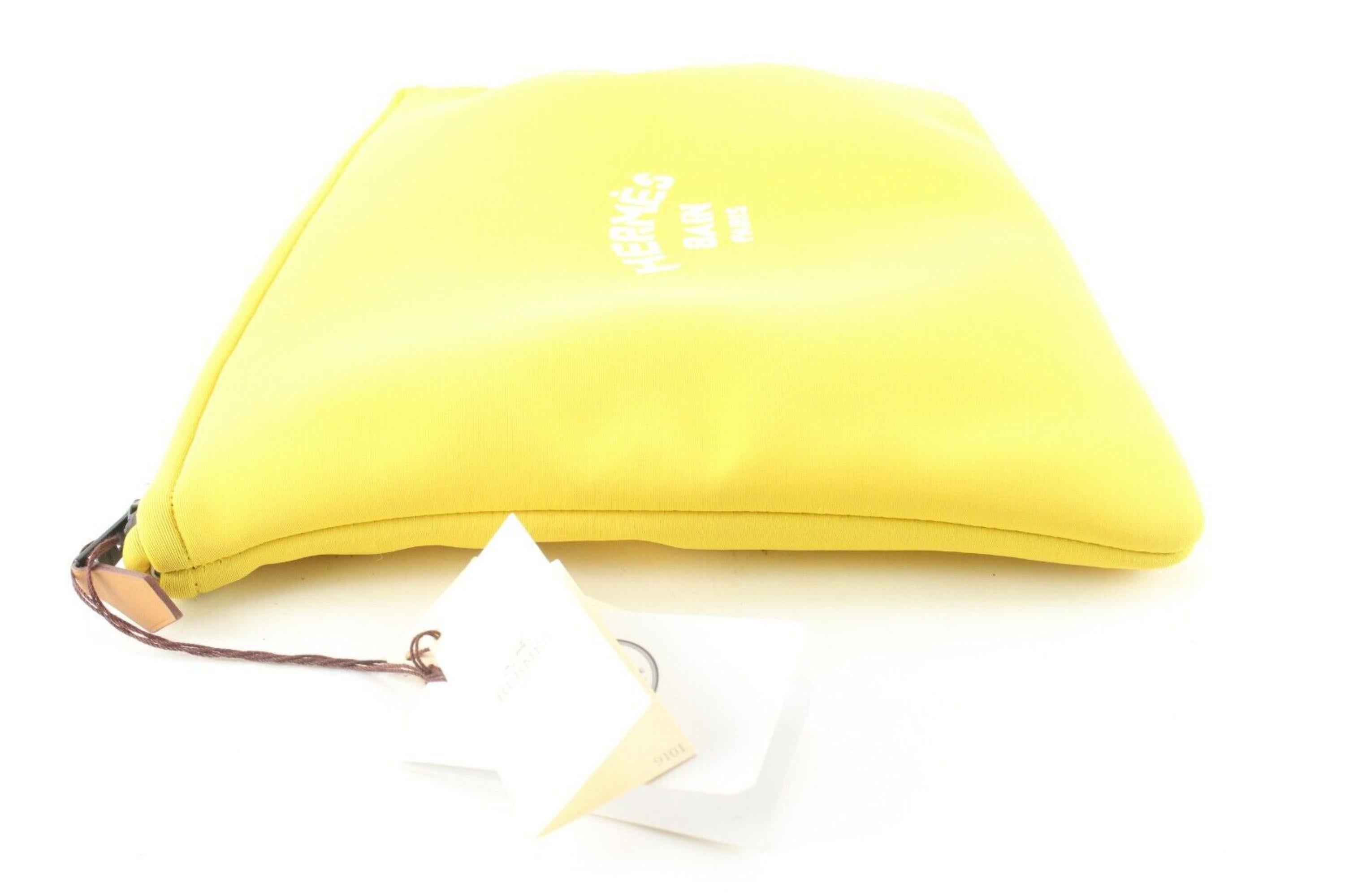 Hermes Yellow Neo Bain Pouch Zip Clutch 1H0509 For Sale 3