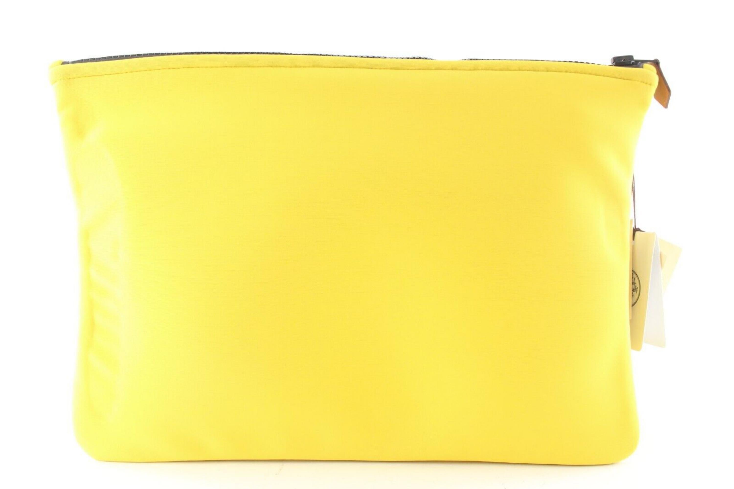 Gelbe Neo Bain Pouch Clutch mit Reißverschluss 1H0509 von Hermès im Angebot 5