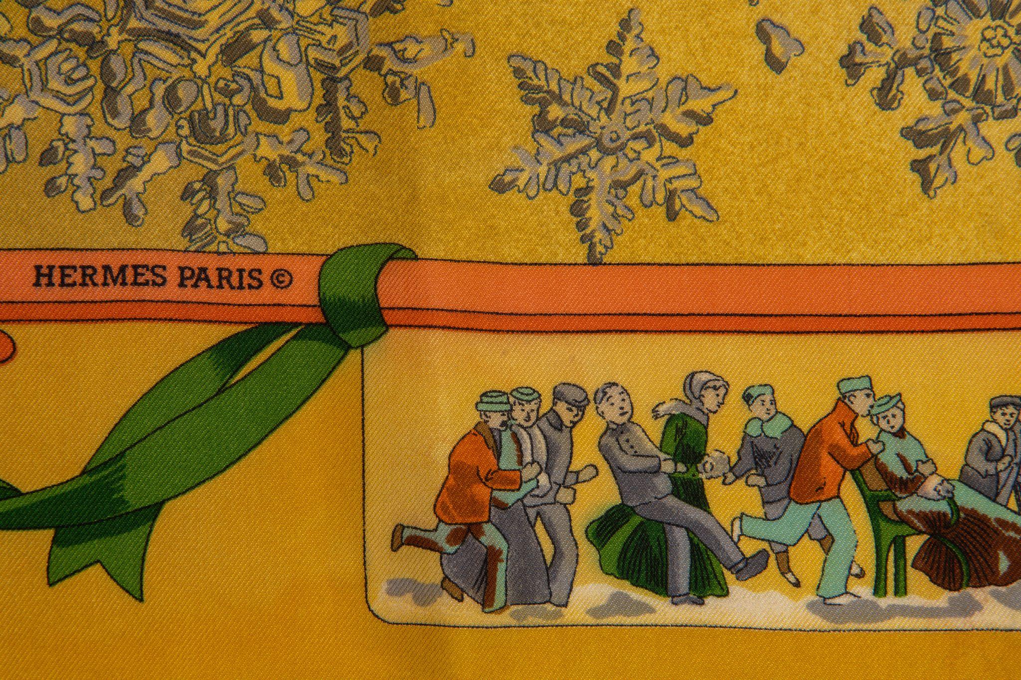Hermès Yellow Niege D'Antan Silk Scarf For Sale 1