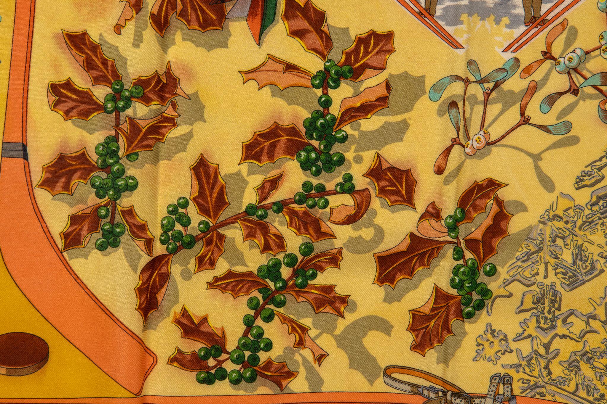 Hermès Yellow Niege D'Antan Silk Scarf For Sale 2