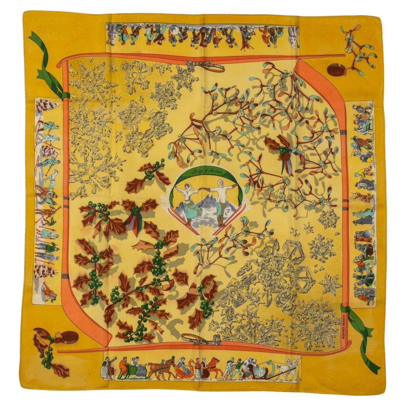 Hermès Yellow Niege D'Antan Silk Scarf For Sale