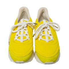Hermes Yellow Nylon And Suede Miles Low Top Sneakers Size 38