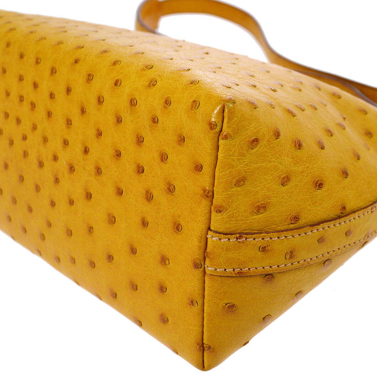 Women's Hermes Yellow Ostrich Leather Small Top Handle Satchel Shoulder Bag