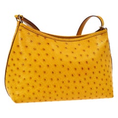 Hermes Yellow Ostrich Leather Small Top Handle Satchel Shoulder Bag