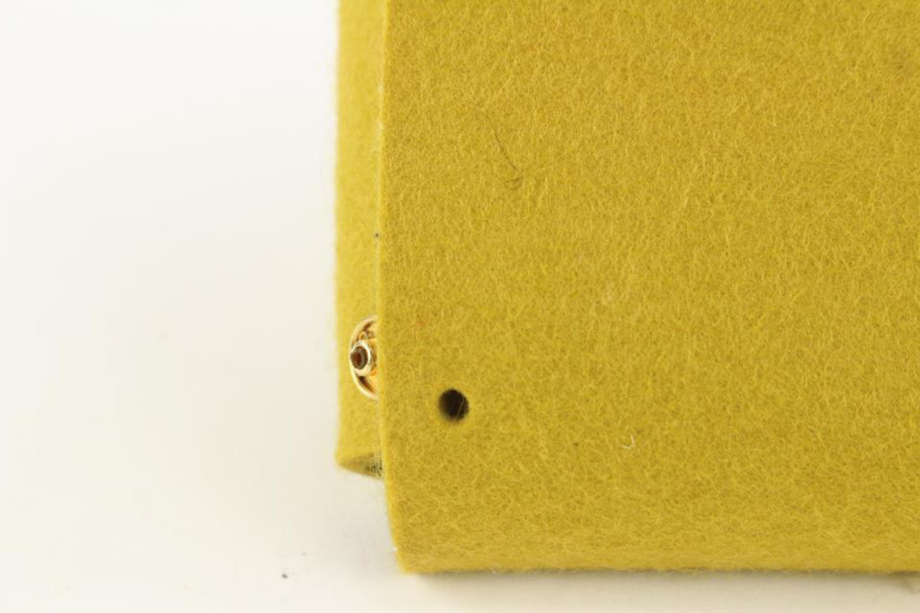 Hermès Yellow Perforated Felt Mini Evelyne Flap Pouch Accessory 5H124 6