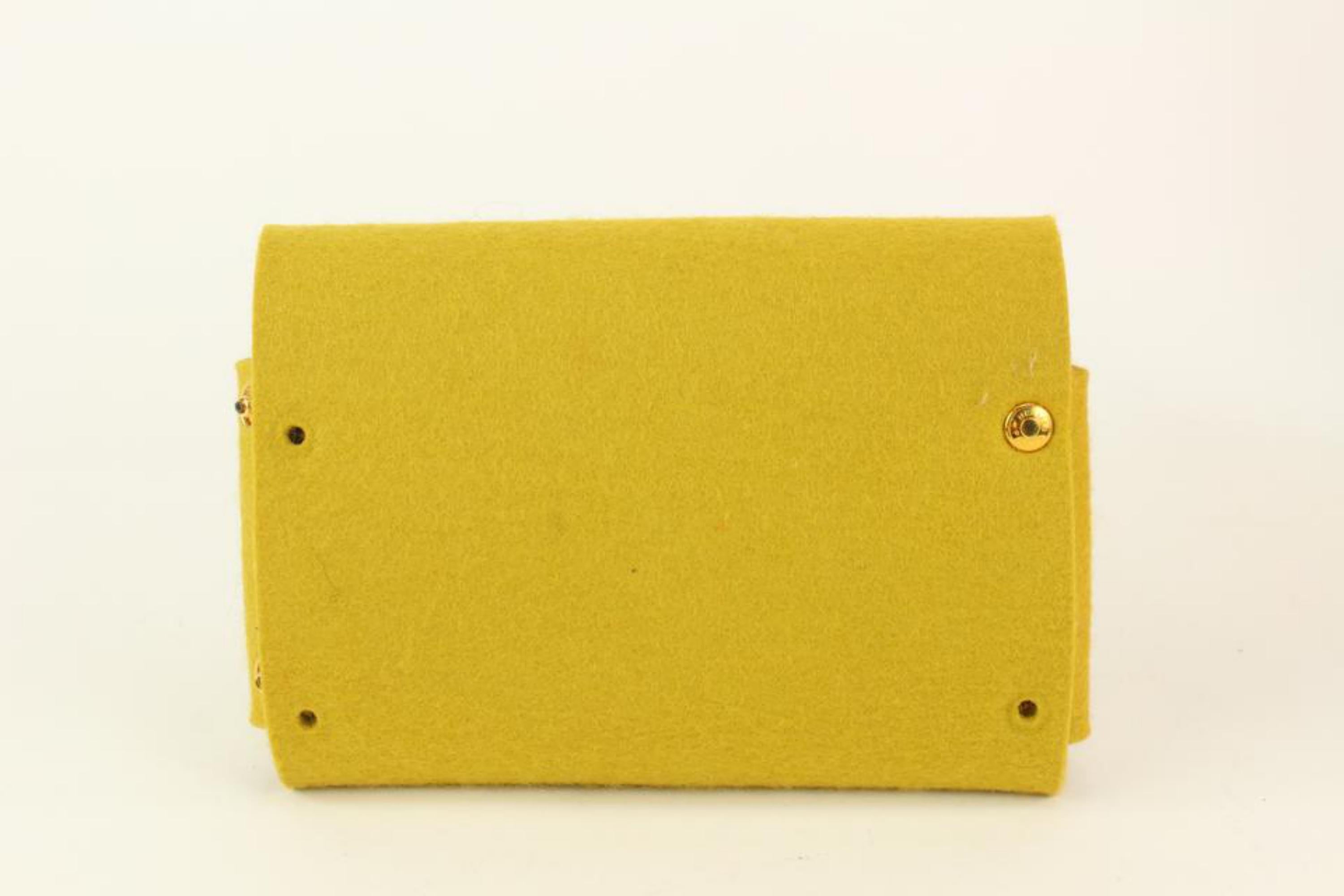 Hermès Yellow Perforated Felt Mini Evelyne Flap Pouch Accessory 5H124 7