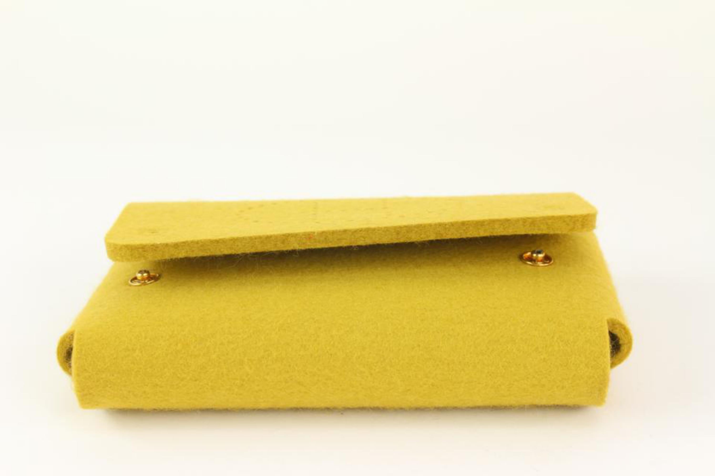 Hermès Yellow Perforated Felt Mini Evelyne Flap Pouch Accessory 5H124 3