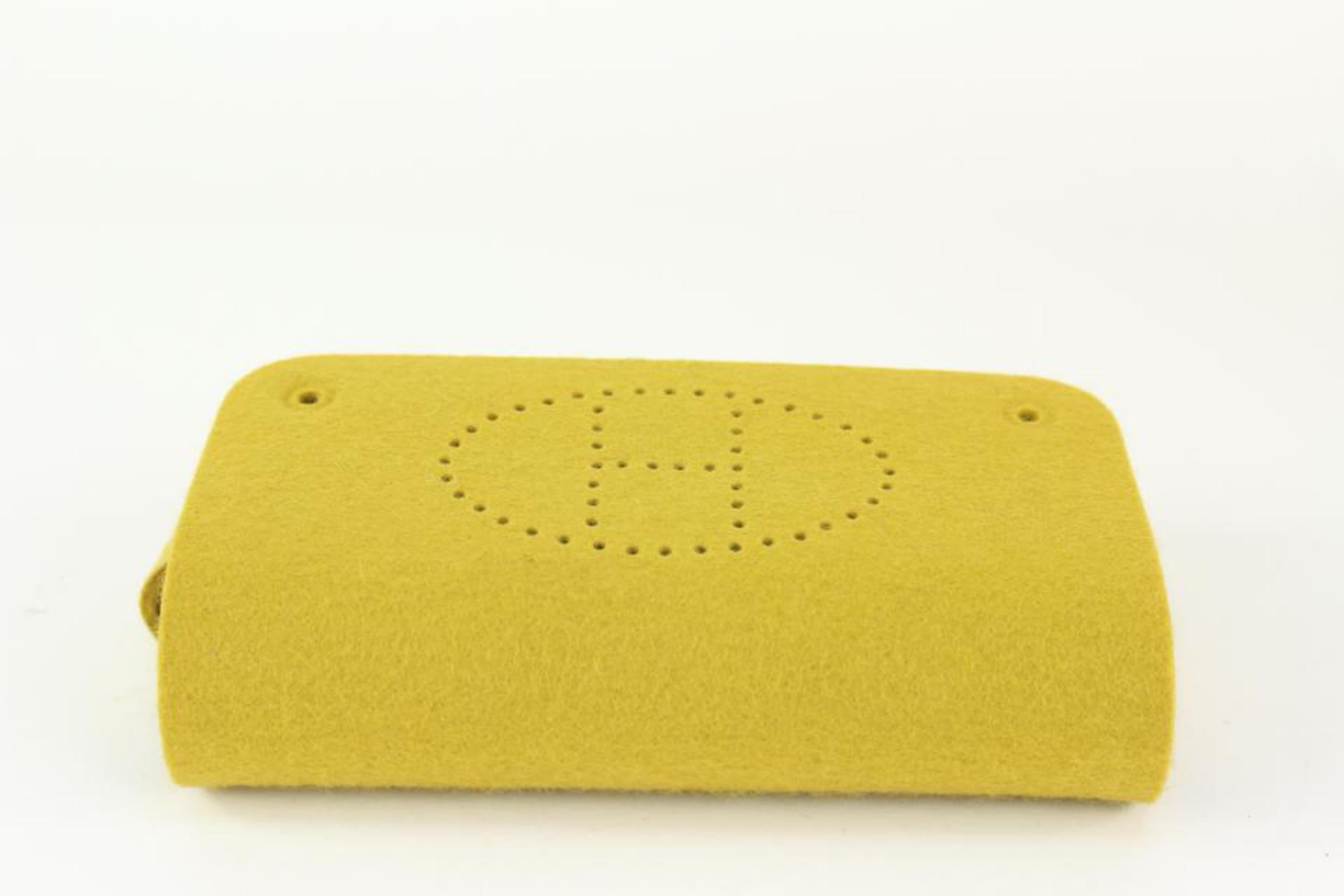 Hermès Yellow Perforated Felt Mini Evelyne Flap Pouch Accessory 5H124 5