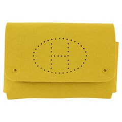 Hermès Yellow Perforated Felt Mini Evelyne Flap Pouch Accessory 5H124