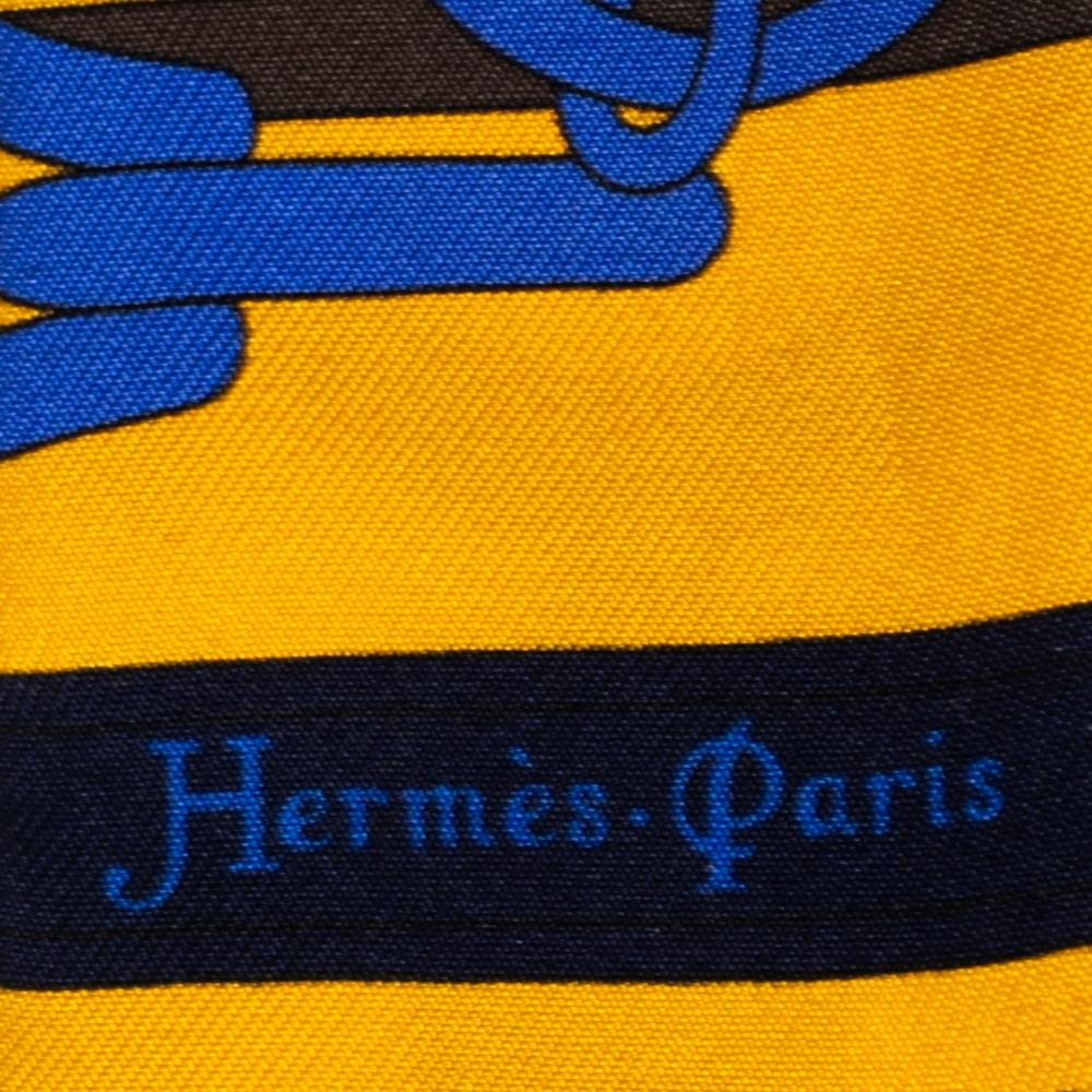 Women's Hermes Yellow Printed Silk Twilly